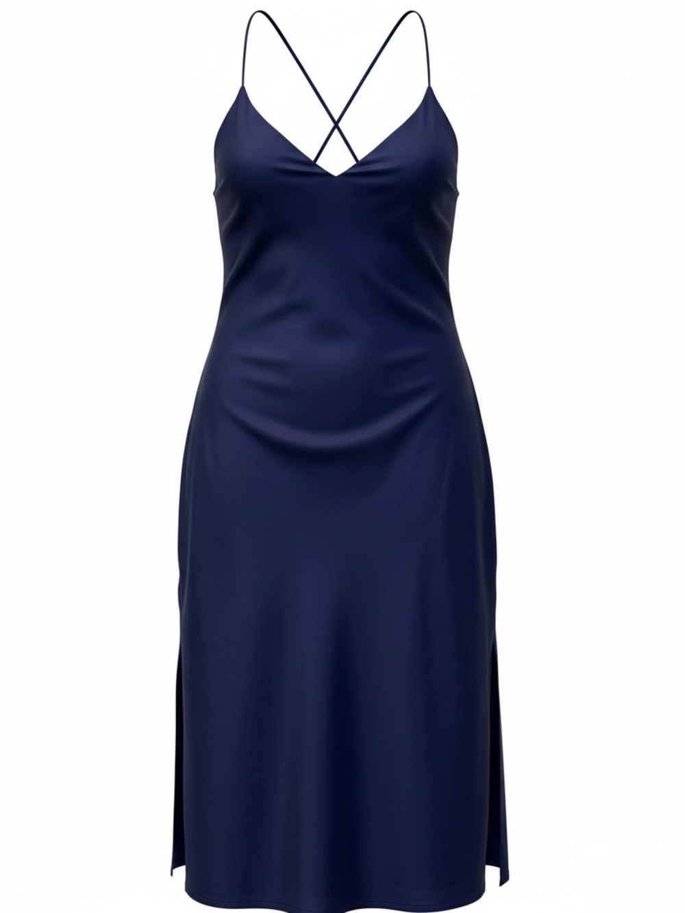 superdown Navy Slip Midi Dress with Crisscross Straps - Picture 1 of 6